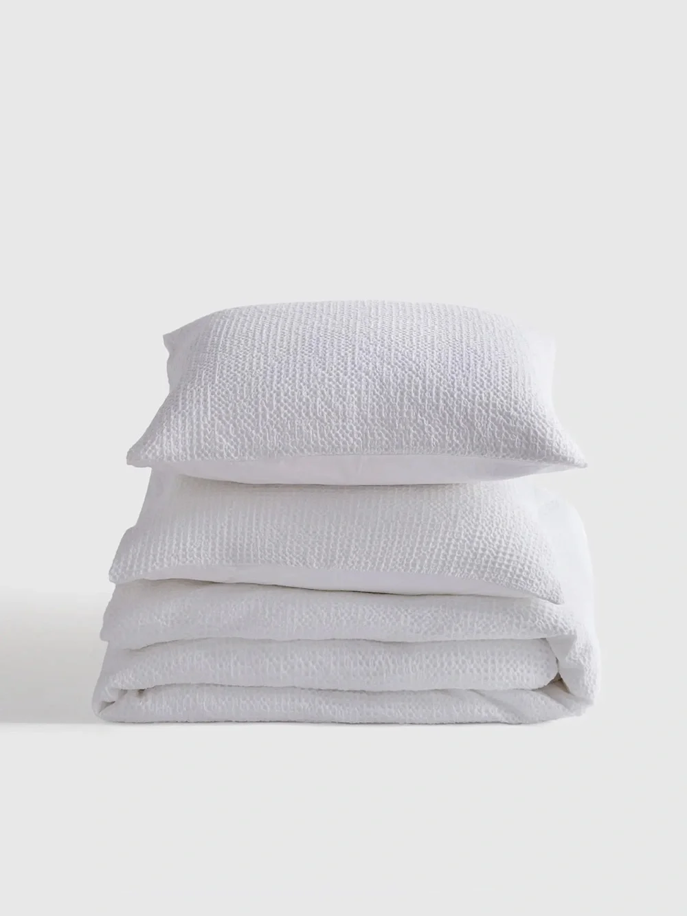 New Quince Organic Luxe Honeycomb Duvet Cover Set Full/Queen $114 White